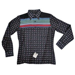 Vintage Multicolor Men's Paisley Striped Button Up